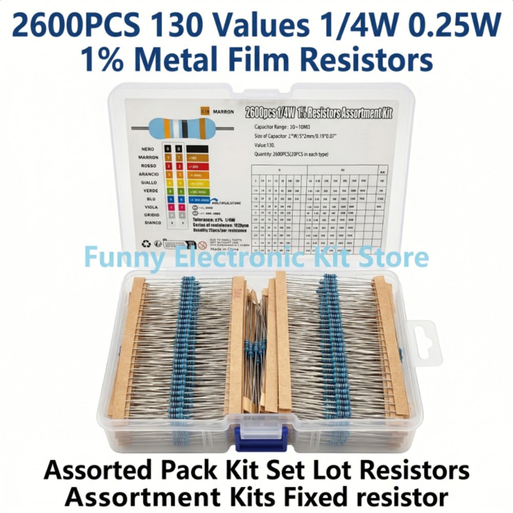 Diy Electronics Tool Kit - 2600pcs Metal Film Resistors Assorted Pack