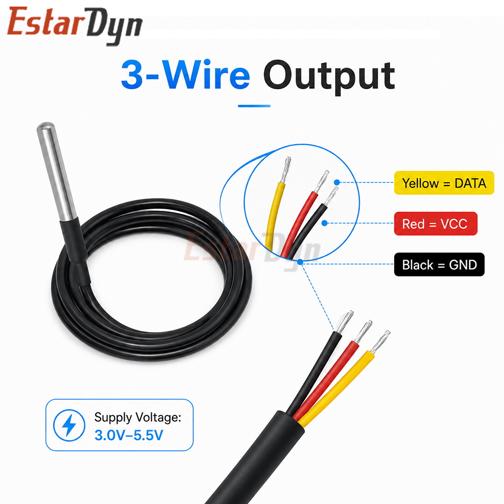 Estardyn DS18B20 Waterproof Di - Ds18B20 Temperature Sensor ulasan dan harga
