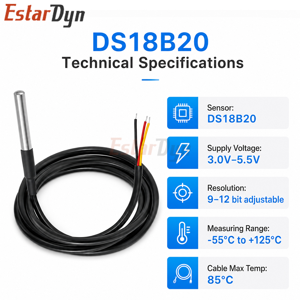Estardyn DS18B20 Waterproof Di - Ds18B20 Temperature Sensor ulasan dan harga