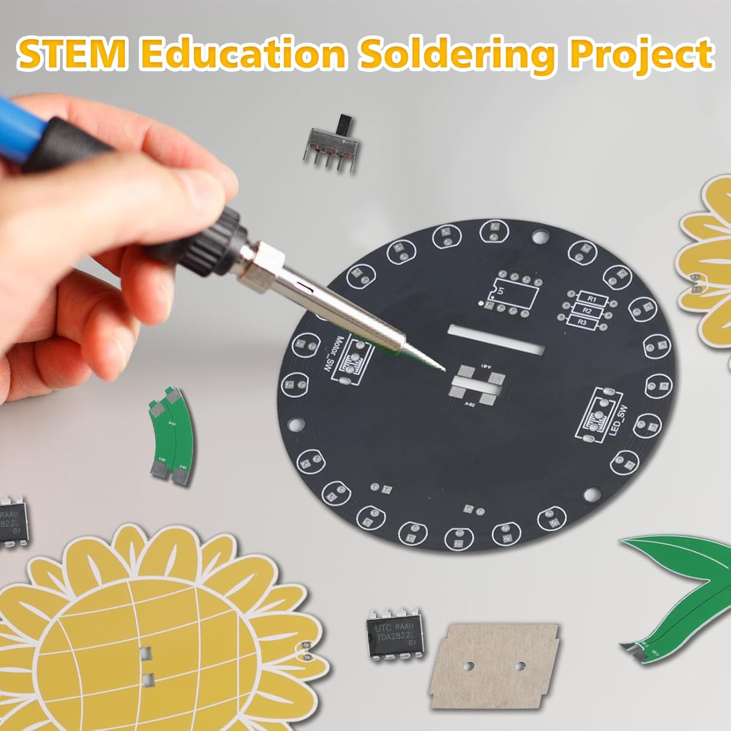 Light Chasing Sunflower Solder - Diy Electronics Gift Ideas ulasan dan harga