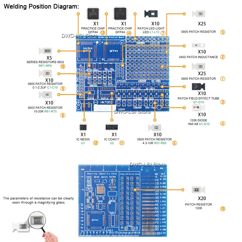 SMD/SMT Components Soldering P - Diy Electronics Tool Kit ulasan dan harga