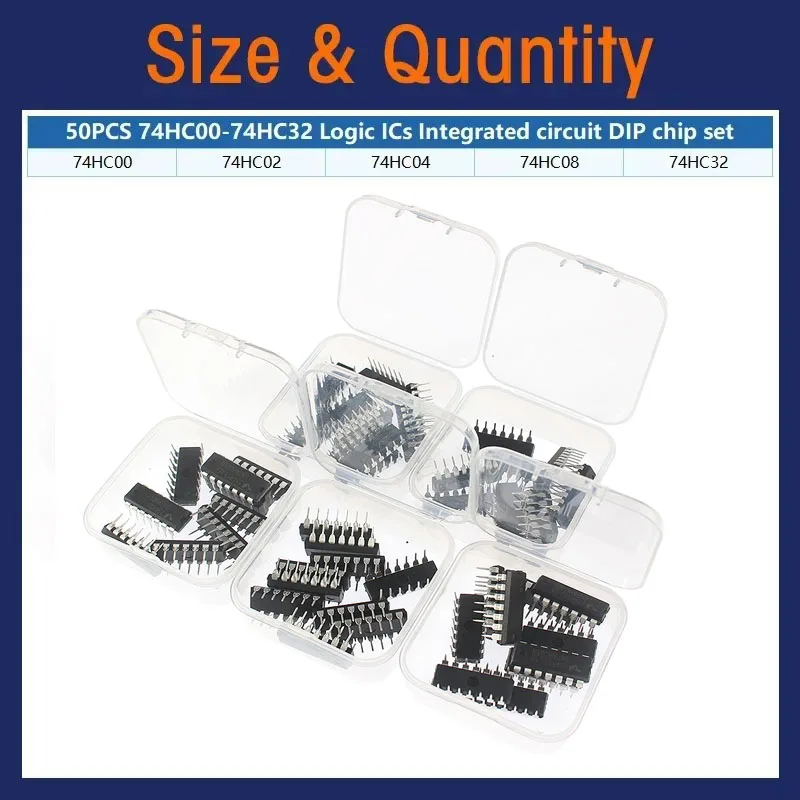 50PCS 74HC/74LS Logic IC Assor - Diy Electronics Tool Kit ulasan dan harga