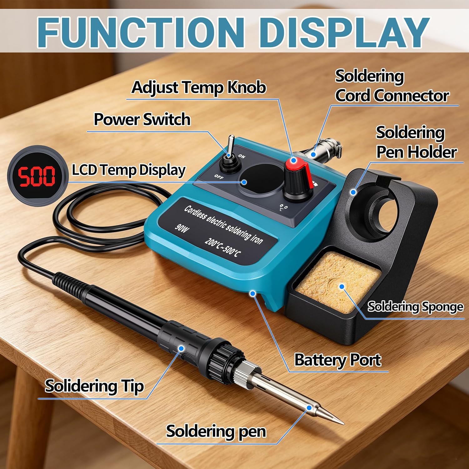 90W LED Digital Cordless Solde - Diy Electronics Tool Kit ulasan dan harga